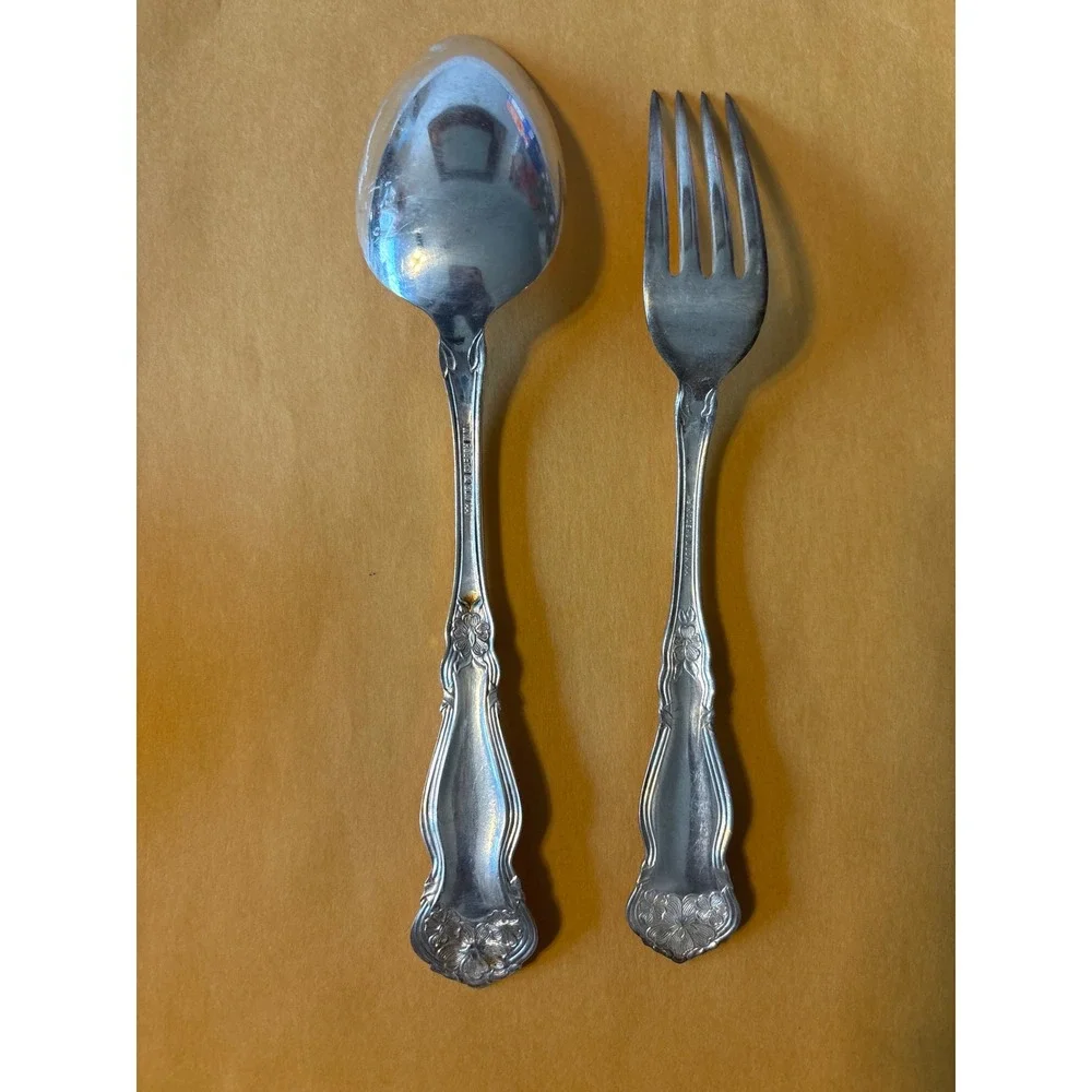 Wm Rogers &‎ Son Flatware Set Unisex OS Silver Gardenia Floral 2pc